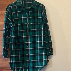 Green Plaid Button-Up Shirt